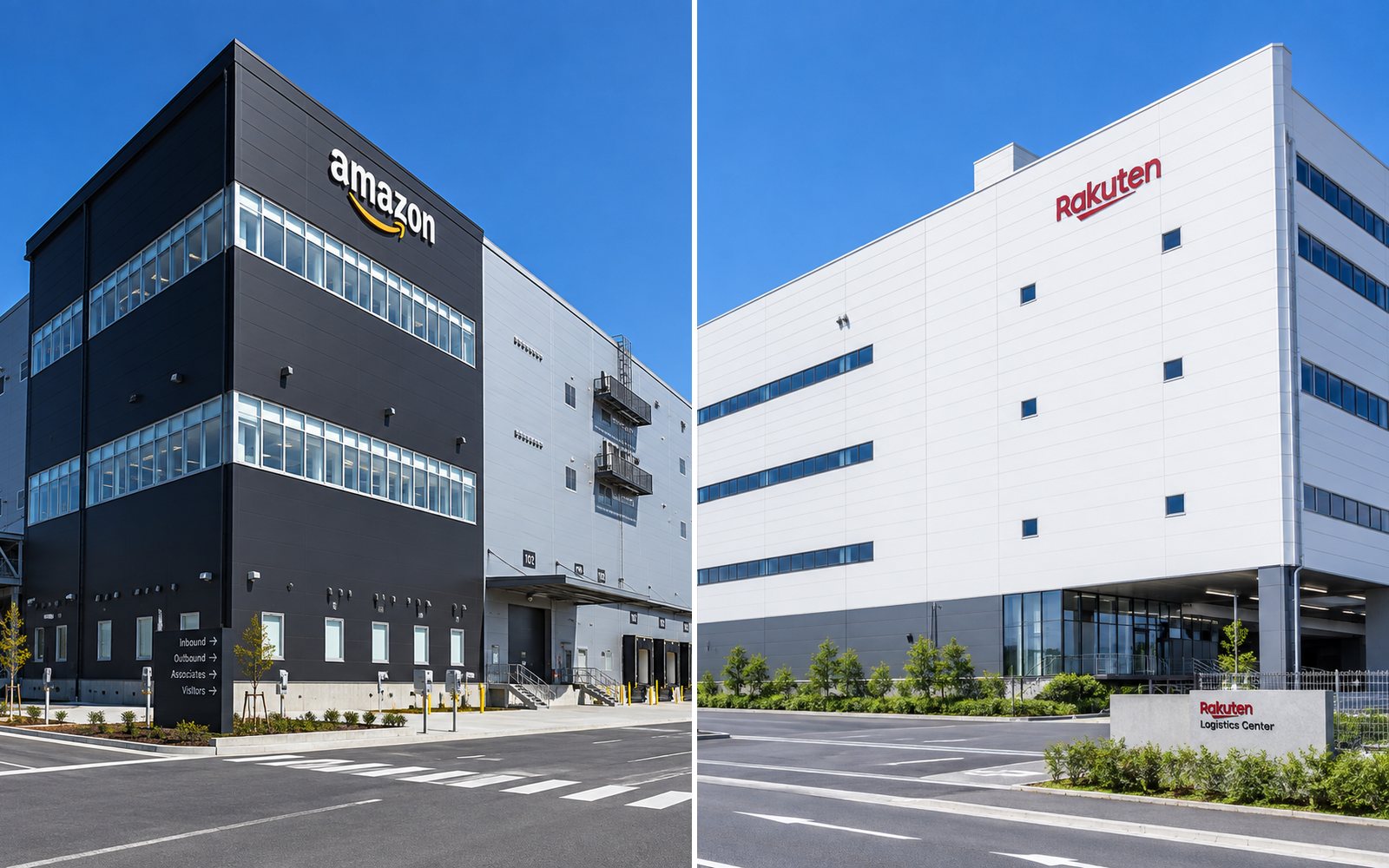 Amazonと楽天の物流倉庫